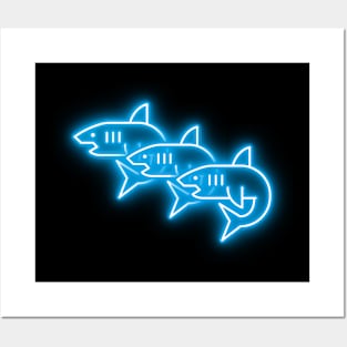 Neon Sharks Posters and Art